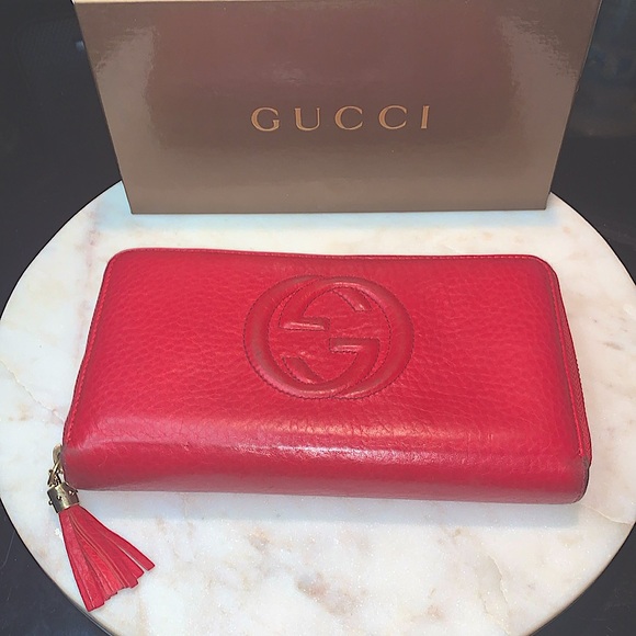 GUCCI SOHO TABASCO RED  ZIPPY WALLET LONG GG - Picture 6 of 15